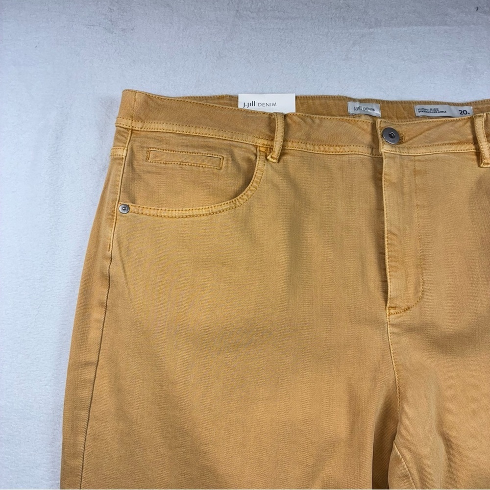 J. Jill Denim Straight Leg Ankle Jeans 20 Reg Sunflower Yellow Cuffed NWT - Picture 4 of 7